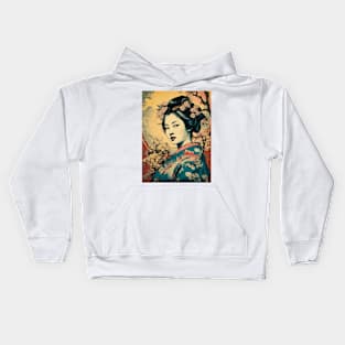 Vintage Rose Blossoms Japanese Woodblock Maple Streetwear Hipster Asian Inspired Retro Manga Samurai Alyssum Kids Hoodie